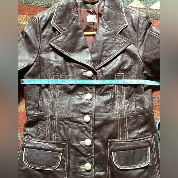 โฎ๏ธ Penny Lane Brown VINTAGE LEATHER Jacket EVC TOTALLY AWESOME - Picture 4 of 16